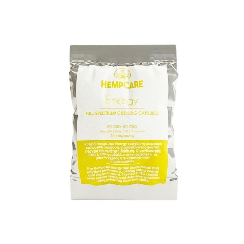 Απόσταγμα Κανναβιδιόλης HEMPCARE ENERGY 10% – Κάψουλα (30 τμχ)